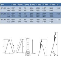 ELKOP Viacúčelový oceľový rebrík Elkop B 44 FS, dvojstranný 1ks, B 44 FS