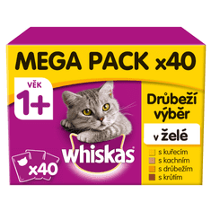 Whiskas kapsičky hydinový výber v želé pre dospelé mačky 40 x 100g