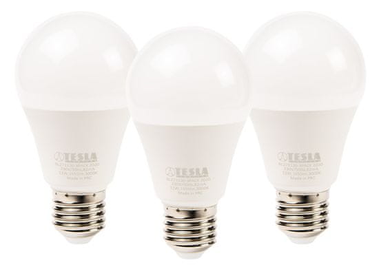 Tesla Lighting LED žiarovka BULB E27, 11W, 230V, 1055lm, 25 000h, 3000K teplá biela, 220 ° 3ks v balení