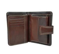 VegaLM UNISEX Kožená elegantná peňaženka z pravej kože v tmavo hnedej farbe