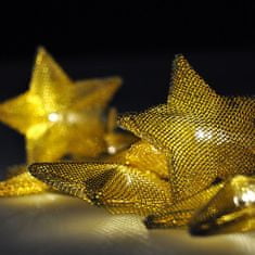 Solight LED reťaz vianočné hviezdy zlaté, 10LED reťaz, 1m, zlatá farba, 2x AA, IP20