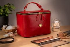 Solier Kožená kozmetická taška Women's Beauty Bag Red