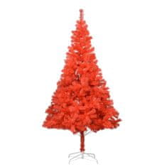 Vidaxl Umelý vianočný stromček s LED a podstavcom červený 240 cm PVC