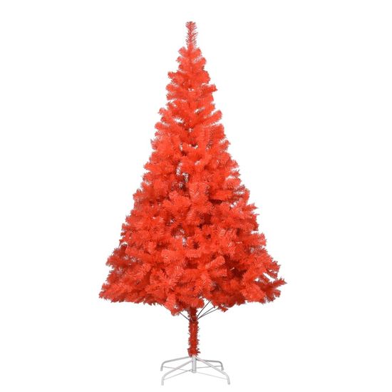 Vidaxl Umelý vianočný stromček s podstavcom červený 240 cm PVC