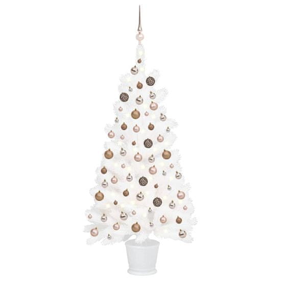 Vidaxl Umelý vianočný stromček s LED a súpravou gulí biely 90 cm