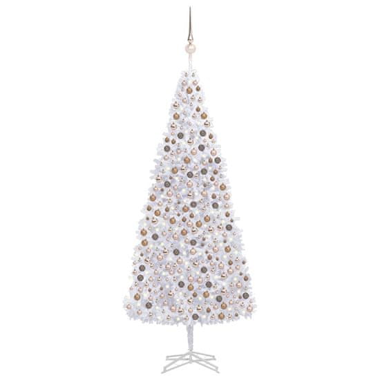 Vidaxl Umelý vianočný stromček s LED a súpravou gulí biely 500 cm