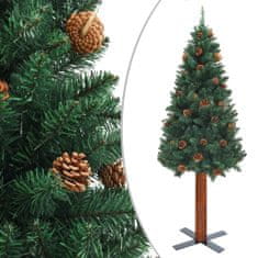 Vidaxl Úzky vianočný stromček s LED a sadou gulí zelený 180 cm PVC