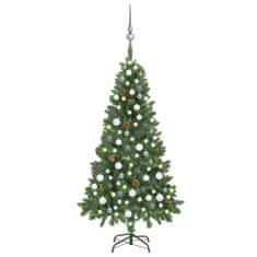 Vidaxl Umelý vianočný stromček s LED, súpravou gulí a šiškami 150 cm