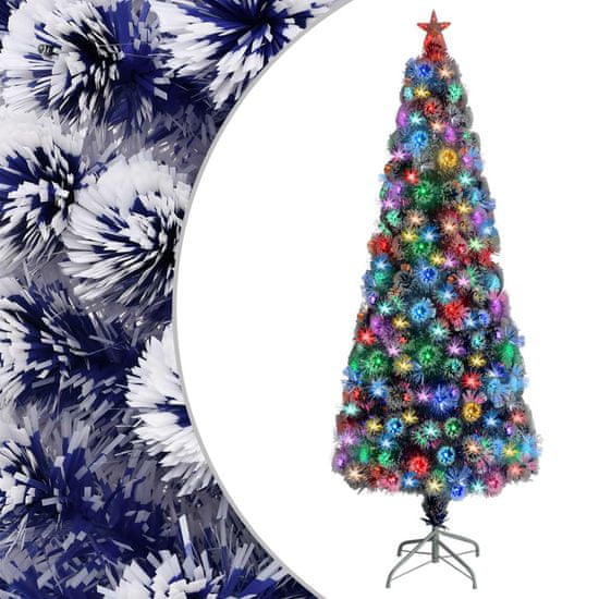 Vidaxl Umelý vianočný stromček s LED biela a modrá 240 cm optické vlákno