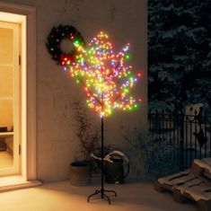 Vidaxl Vianočný stromček 200 LED farebné svetlo kvety čerešne 180 cm