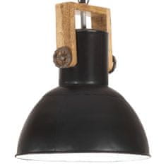 Vidaxl Industriálna závesná lampa 25 W čierna mangovník 32 cm okrúhla E27