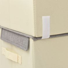 shumee Súprava úložných boxov s poklopmi 4 ks látková sivo-krémová