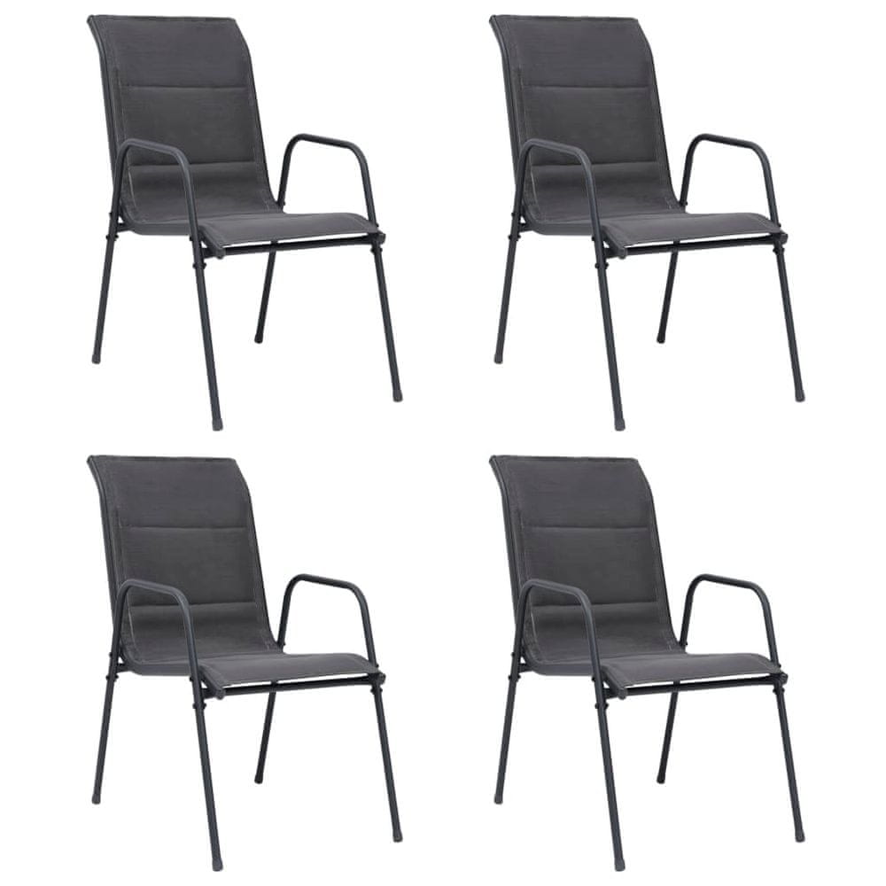 Petromila vidaXL Stohovateľné záhradné stoličky 4 ks oceľ a textilén antracitové