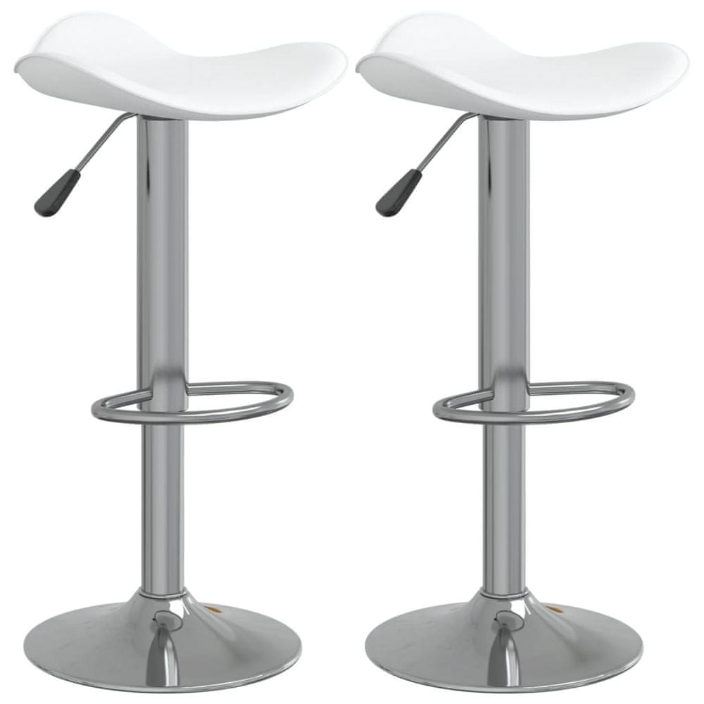 Vidaxl Barové stoličky 2 ks biele chrómovaná oceľ a umelá koža