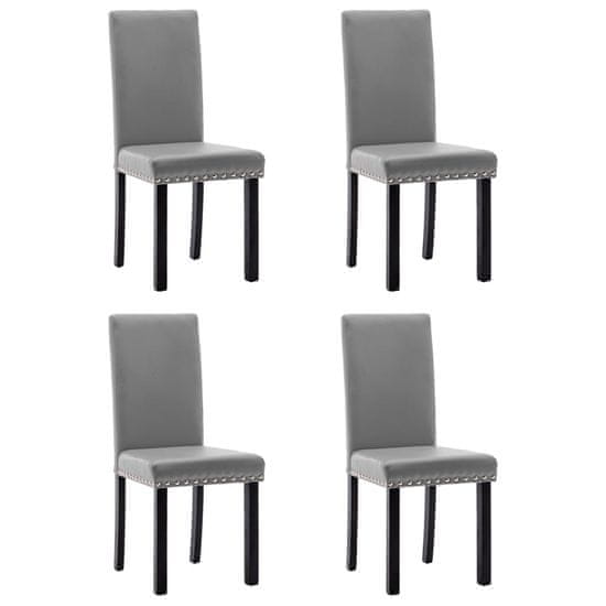 Vidaxl Jedálenské stoličky 4 ks sivé PVC