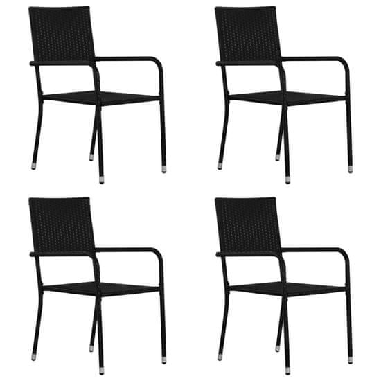 Petromila vidaXL Vonkajšie jedálenské stoličky 4 ks, polyratan, čierne