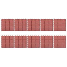 Vidaxl Podlahové dlaždice 10 ks, červené 30,5x30,5 cm, plast
