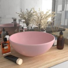 Vidaxl Luxusné umývadlo, okrúhle, matné ružové 32,5x14 cm, keramika