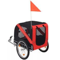 Vidaxl Vozík za bicykel pre psa, červená a čierna