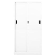 Vidaxl Kancelárska skriňa s posuvnými dverami biela 90x40x180 cm oceľ
