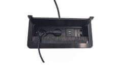 Orno Výklopný blok zapustený ORNO OR-AE-13125/B, 2x 230V, 2x USB nabíjací, 2x RJ45, farba čierna, kábel 1,5m