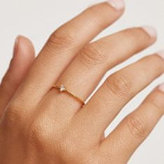 PDPAOLA Minimalistický pozlátený prsteň so srdiečkom White Heart Gold AN01-223 (Obvod 56 mm)