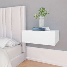 Vidaxl Nástenný nočný stolík biely 40x30x15 cm drevotrieska