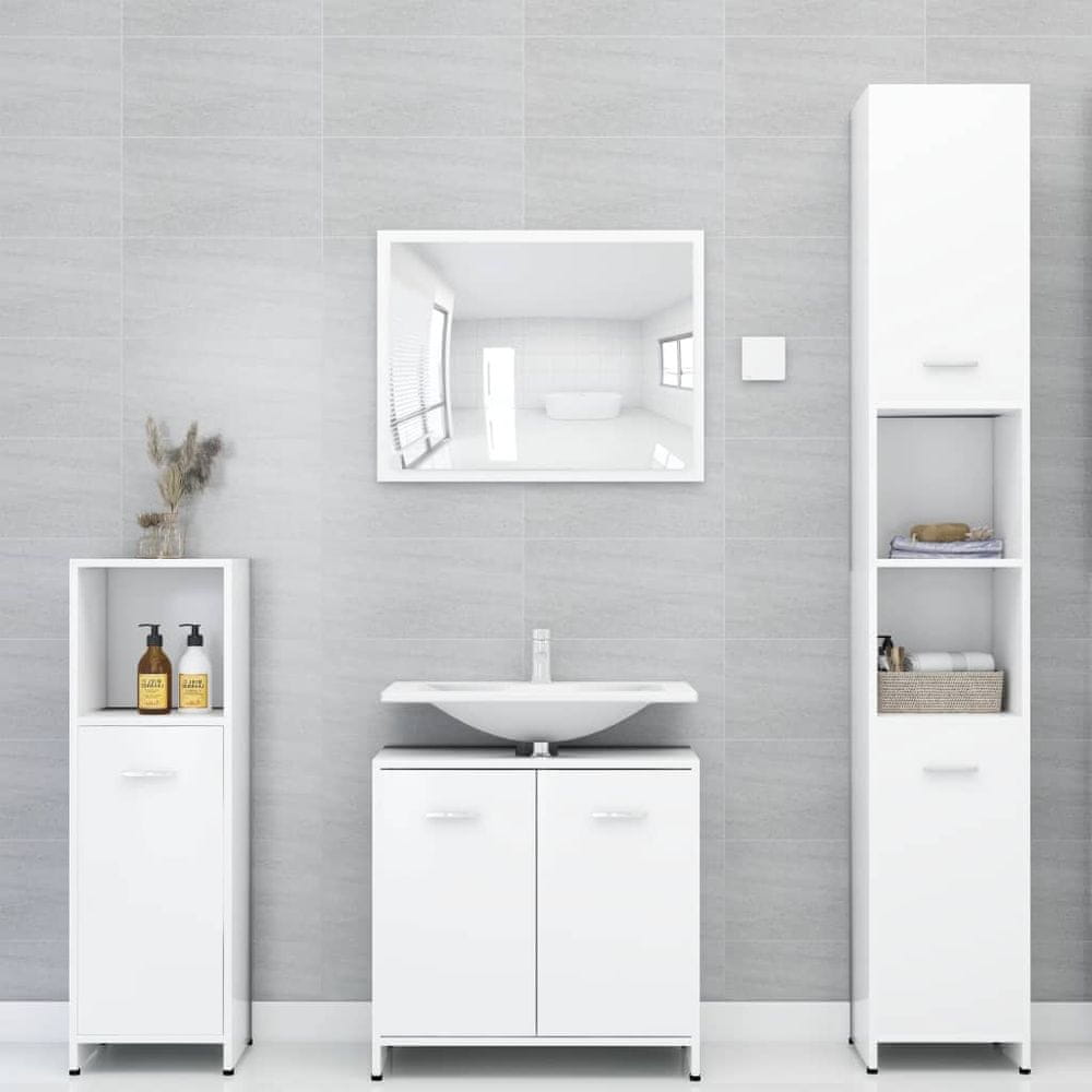 Vidaxl 4-dielna súprava kúpeľňového nábytku, biela, drevotrieska