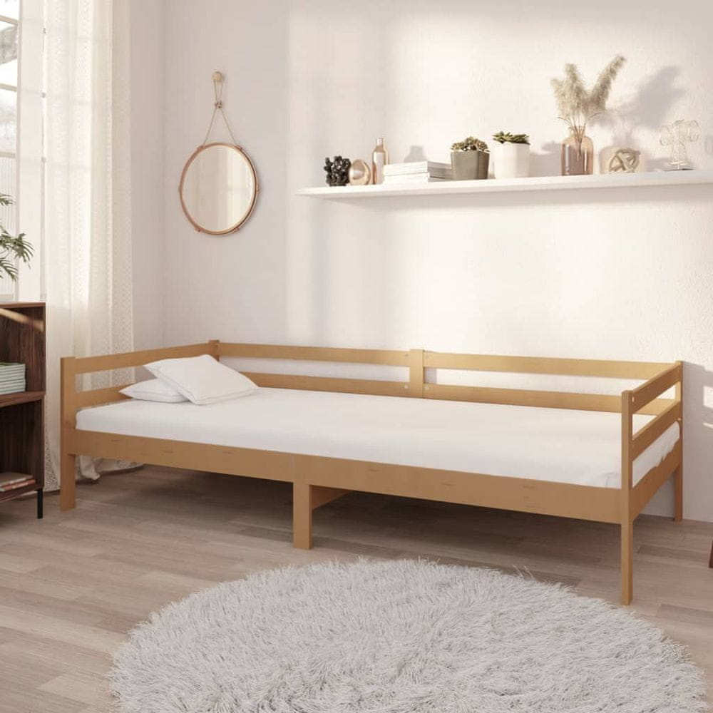 Vidaxl Denná posteľ s matracom 90x200 cm hnedá borovicový masív
