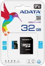 A-Data Micro SDHC Premier 32GB 85MB/s UHS-I A1 + SD adaptér (AUSDH32GUICL10A1-RA1)