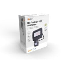 Solight LED reflektor Easy so senzorom, 20W, 1600lm, 4000K, IP44, čierny; WM-20WS-O
