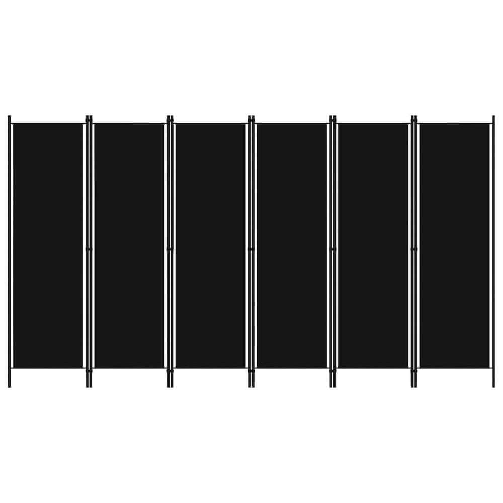 Vidaxl 6-panelový paraván čierny 300x180 cm