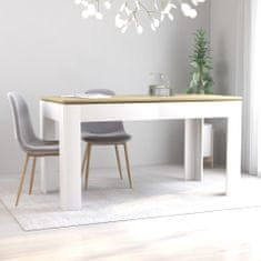 Vidaxl Jedálenský stôl, biely a dub sonoma 140x70x76 cm, drevotrieska