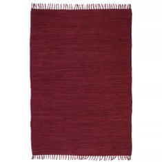 Vidaxl Ručne tkaný koberec Chindi, bavlna 160x230 cm, vínovo červený