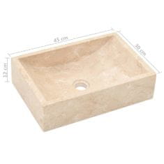Petromila vidaXL Kúpelňová skrinka teakový masív s umývadlami mramor krémový