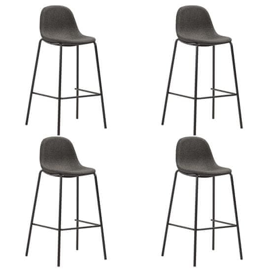Vidaxl Barové stoličky 4 ks, tmavosivé, látka
