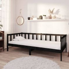 Vidaxl Denná posteľ s matracom, 90x200 cm, čierna, borovicové drevo