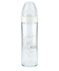 Nuk Sklenená dojčenská fľaša New Classic 240 ml modrá
