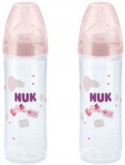 Nuk fľaša 250 ml Klasický silikónový cumlík 6-18m ružová
