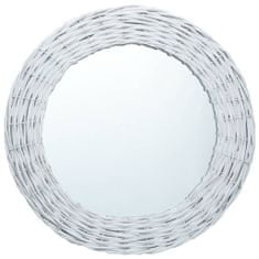 Vidaxl Zrkadlo, biele 40 cm, prútie