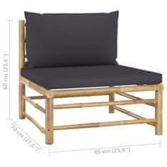 Petromila vidaXL 10-dielna záhradná sedacia súprava, tmavosivé podložky, bambus