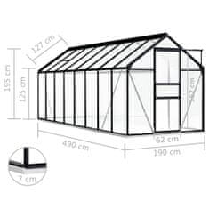 Vidaxl Hliníkový skleník s podkladovým rámom, antracitový 9,31 m2