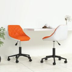 Vidaxl Otočné stoličky, 2 ks, oranžová a biela, ekokoža