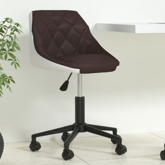Vidaxl Otočná kancelárska stolička, hnedá a biela, umelá koža