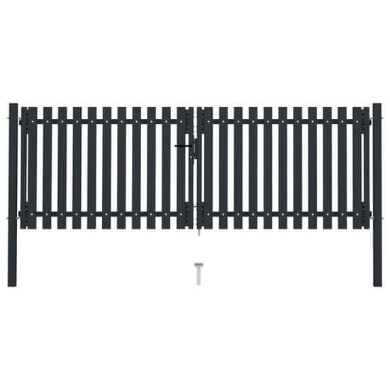 Vidaxl Dvojkrídlová plotová brána, oceľ 306x150 cm, antracitová