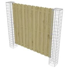 Vidaxl Záhradný plotový panel+gabiónové stĺpiky, borovica 180x180 cm