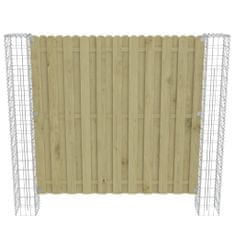 Vidaxl Záhradný plotový panel+gabiónové stĺpiky, borovica 180x180 cm