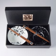 MIJ Set misiek Silver Sakura s paličkami 400 ml 2 ks - rozbalené