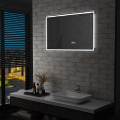 Vidaxl Kúpeľňové LED zrkadlo s dotykovým snímačom a časovým displejom 100x60 cm