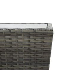 Petromila vidaXL Čajový stolík, sivý 41,5x41,5x43 cm, polyratan, tvrdené sklo